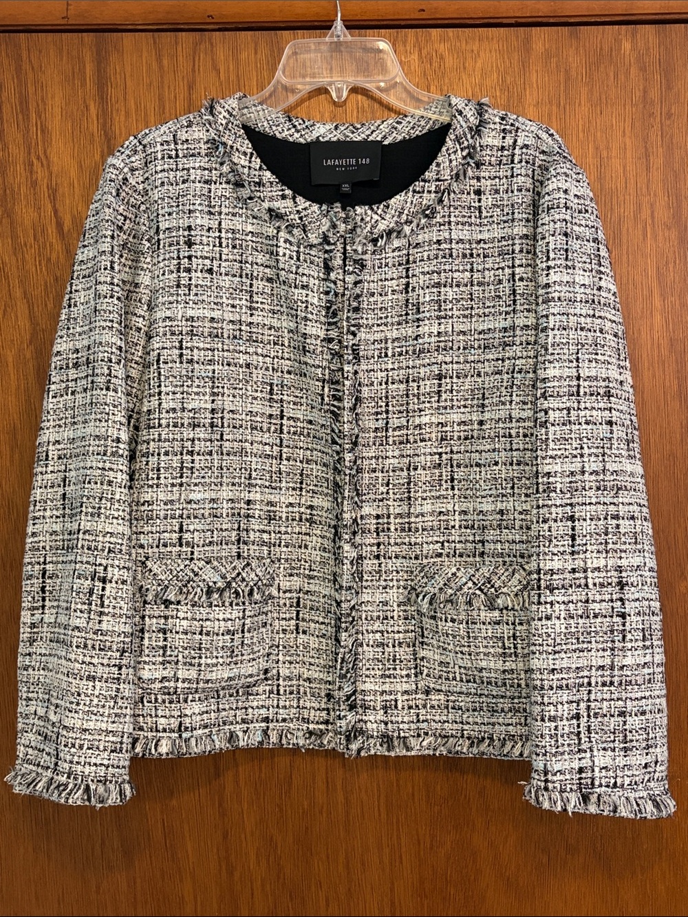 Lafayette 148 New York Tweed Braided Trim Blazer Size XXL